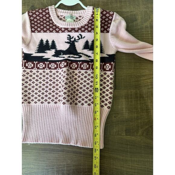 GUESS Women's Small Pink Vintage Christmas Sequin Reindeer Sweater Knit Cotton - Picture 4 of 5